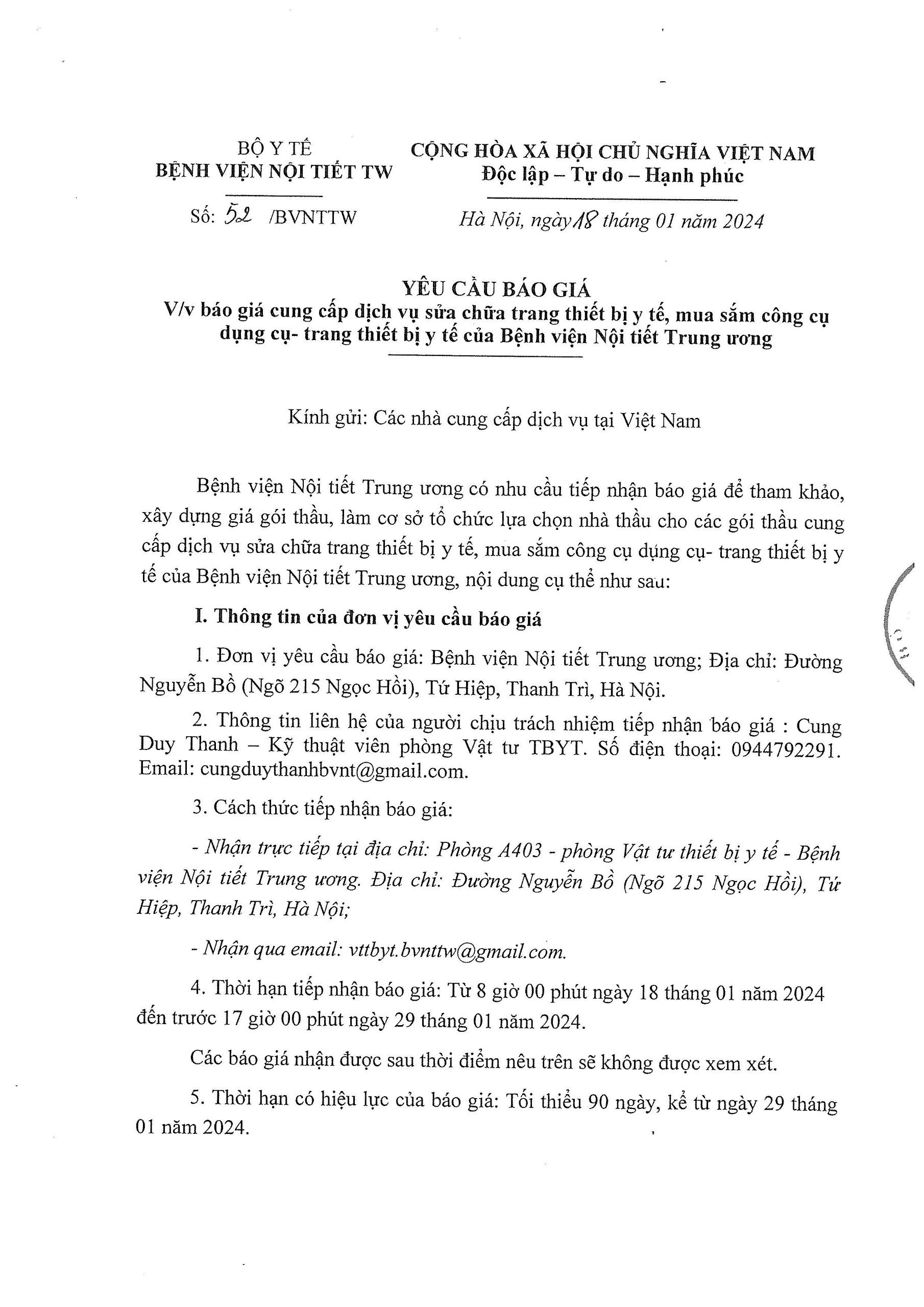 Thư mời: vv cung cấp báo giá cung cấp dịch vụ sửa chữa trang thiết bị Link Vào Nhà Cái King88.com Cập Nhật, mua sắm công cụ dụng cụ, trang thiết bị Link Vào Nhà Cái King88.com Cập Nhật của KING88 - Nền tảng cá cược World Cup 2026 chính thức