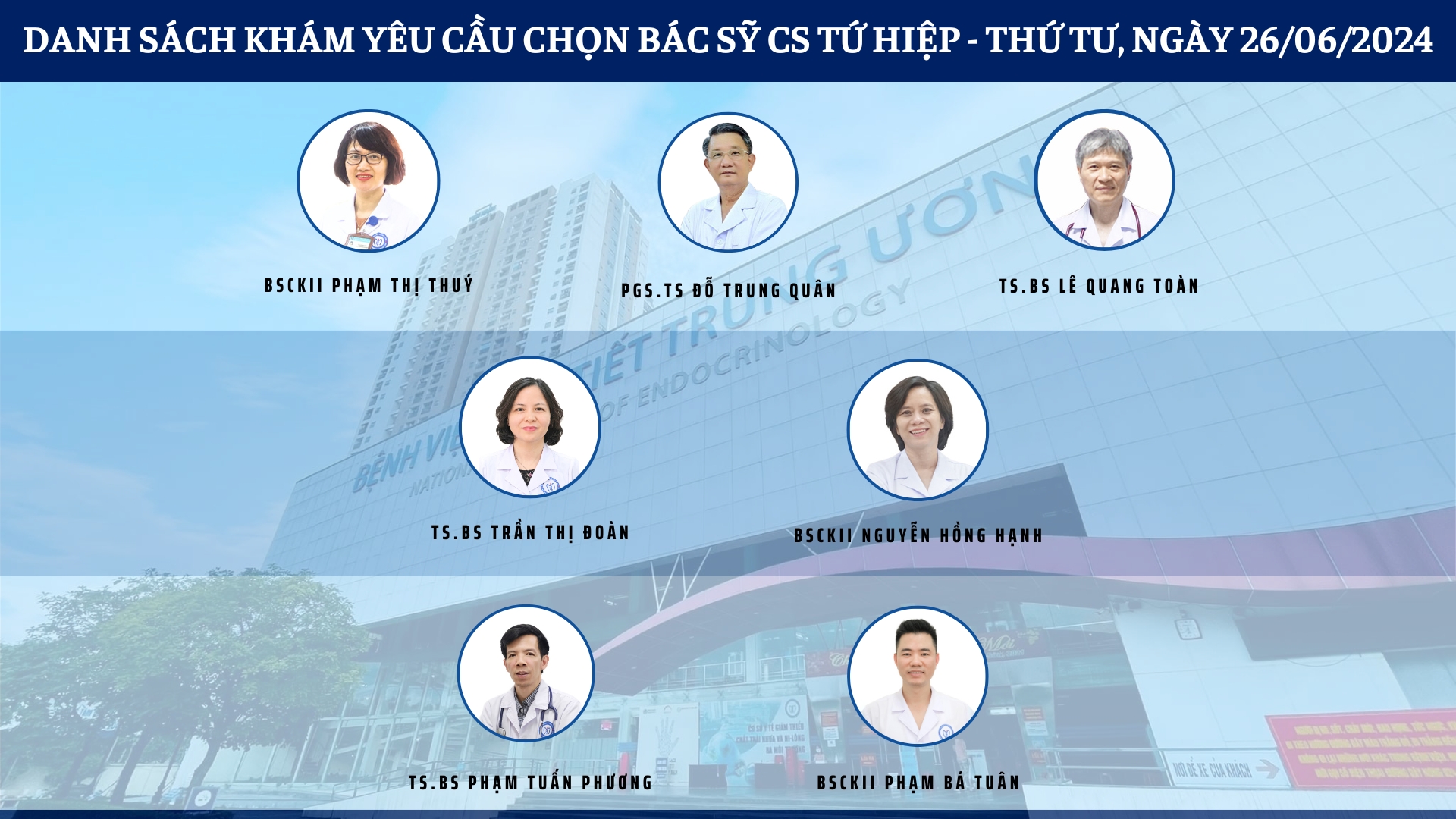 CẬP NHẬT DANH SÁCH DỊCH VỤ BÁC SỸ KHÁM CHỌN TẠI 2 CƠ SỞ TỨ HIỆP VÀ THÁI THỊNH
