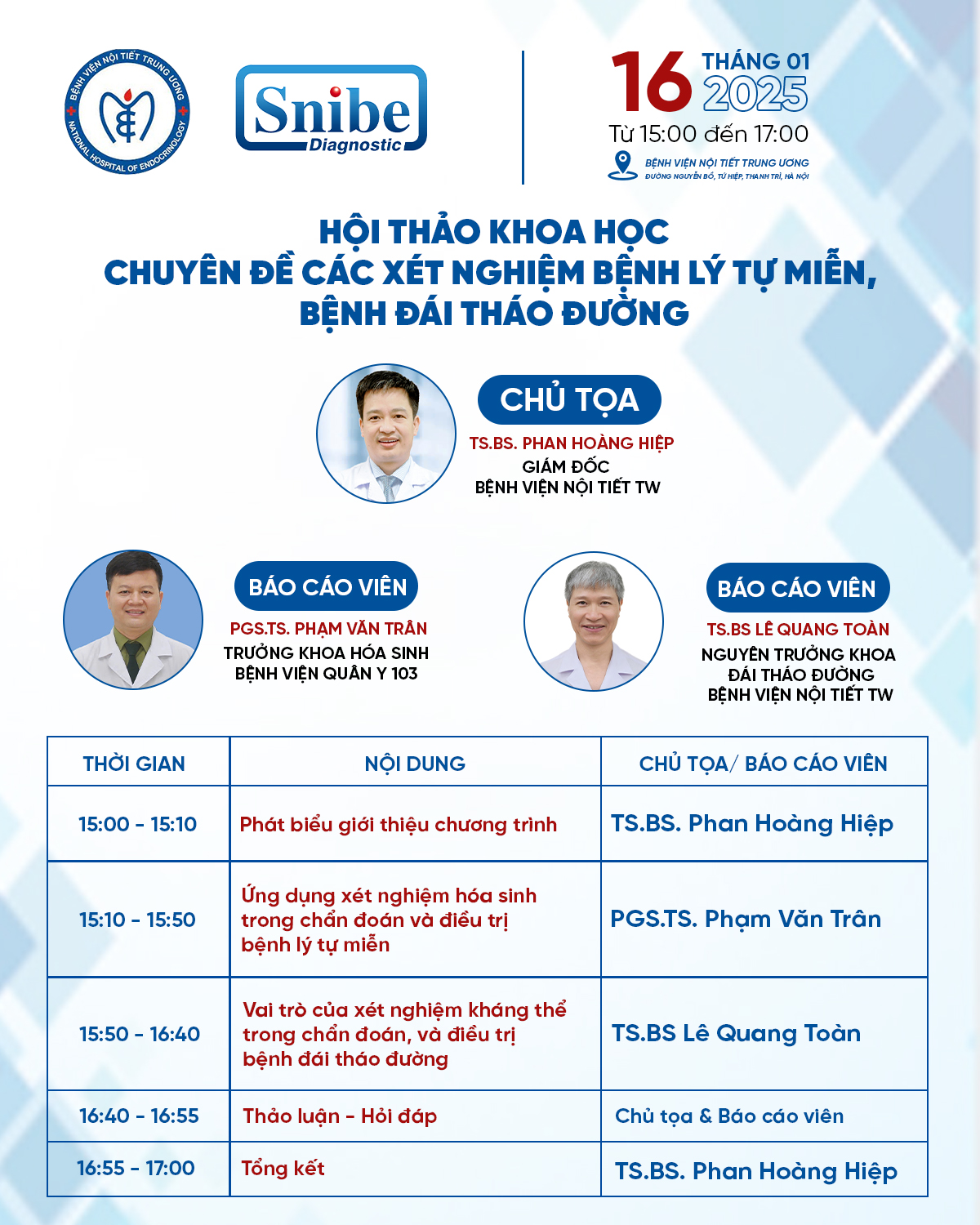 Trân trọng kính mời các Quý Đồng nghiệp tham dự Chương trình Hội thảo khoa học chuyên đề: “Các xét nghiệm King88clb com link không chặn tự miễn, bệnh đái tháo đường”.
