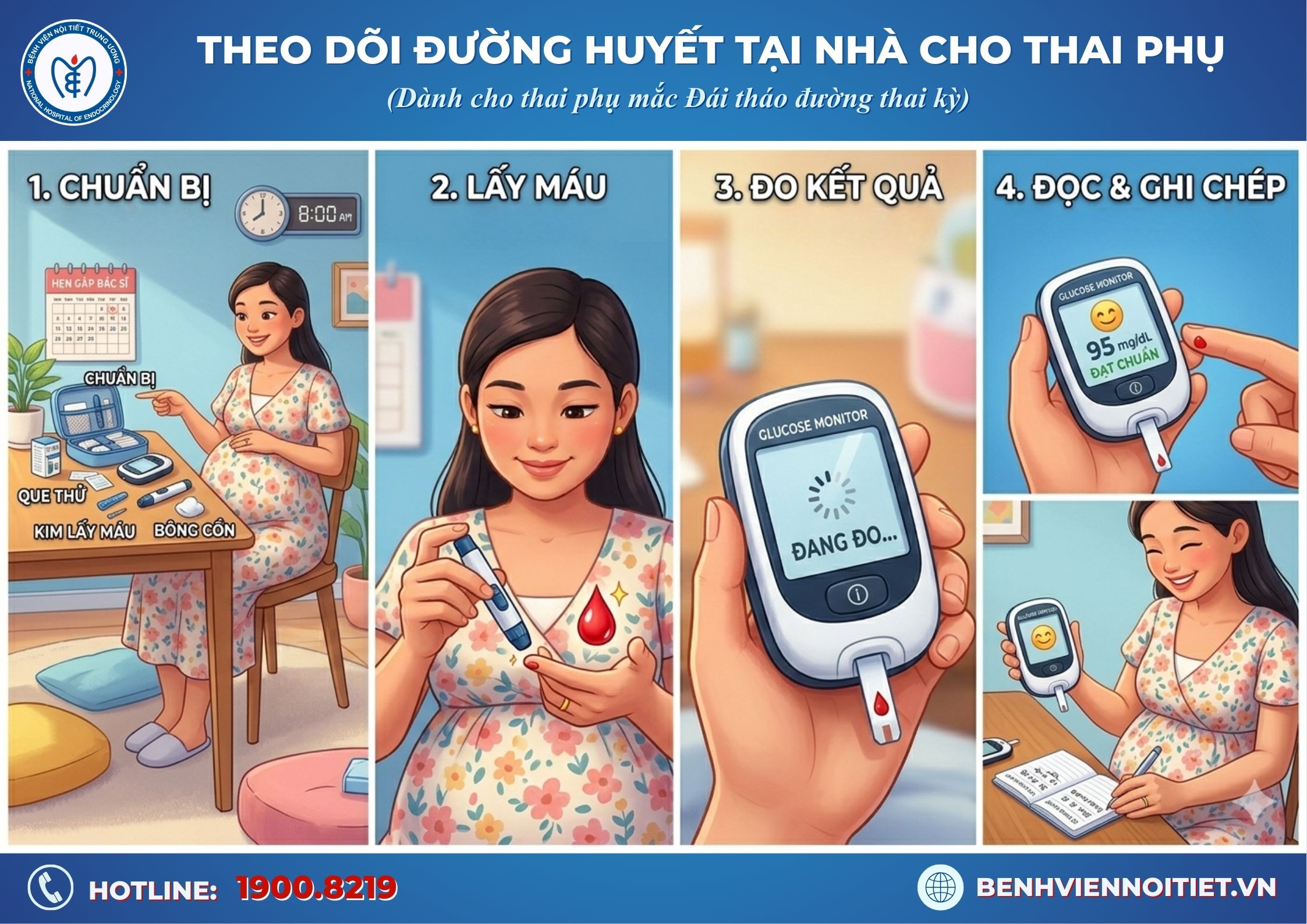 Cách theo dõi đường huyết tại nhà cho thai phụ
