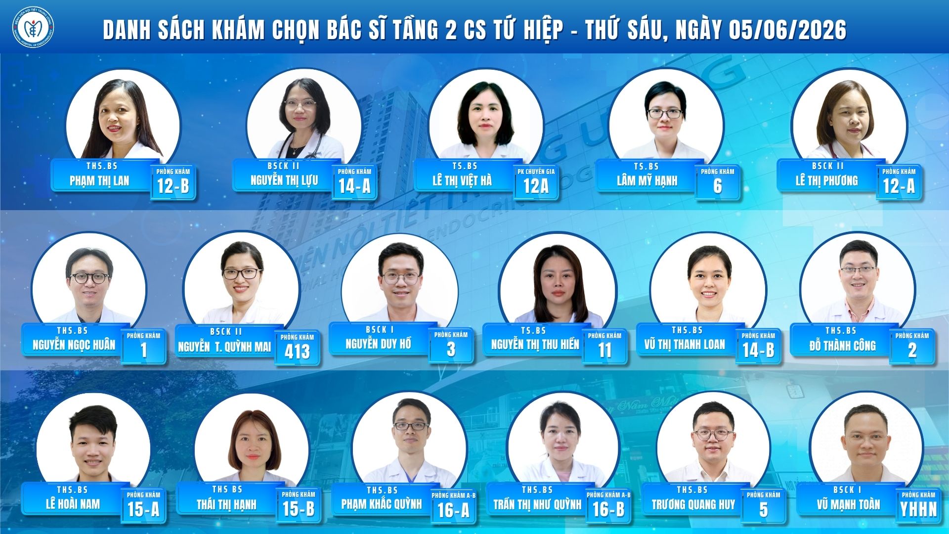 CẬP NHẬT DANH SÁCH DỊCH VỤ BÁC SĨ KHÁM CHỌN TẠI CƠ SỞ TỨ HIỆP