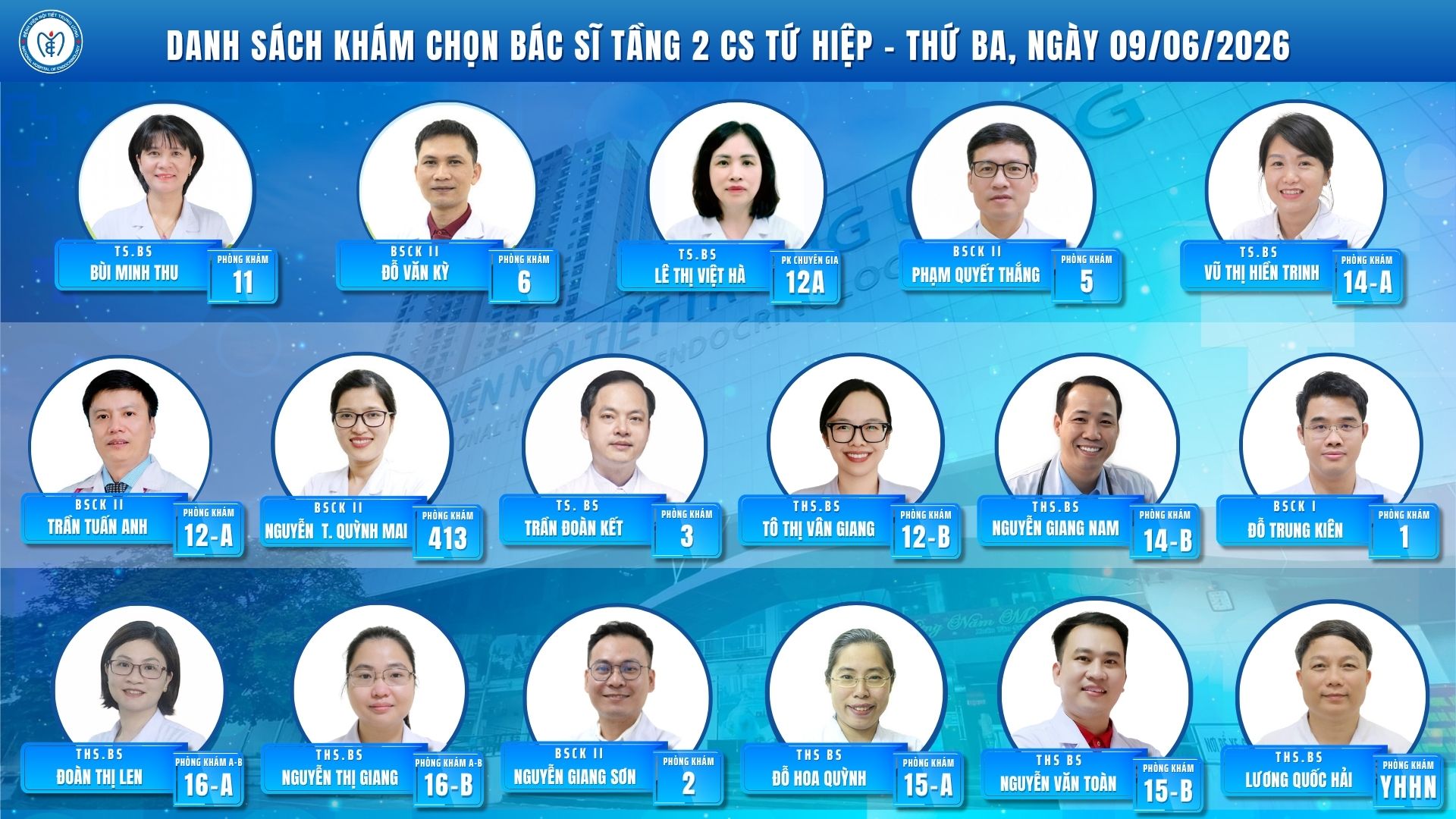 CẬP NHẬT DANH SÁCH DỊCH VỤ BÁC SĨ KHÁM CHỌN TẠI CƠ SỞ TỨ HIỆP