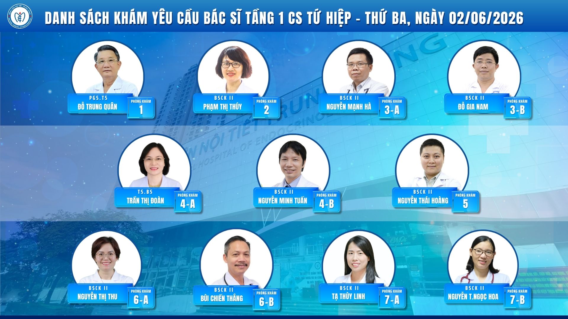 CẬP NHẬT DANH SÁCH DỊCH VỤ BÁC SĨ KHÁM CHỌN TẠI CƠ SỞ TỨ HIỆP