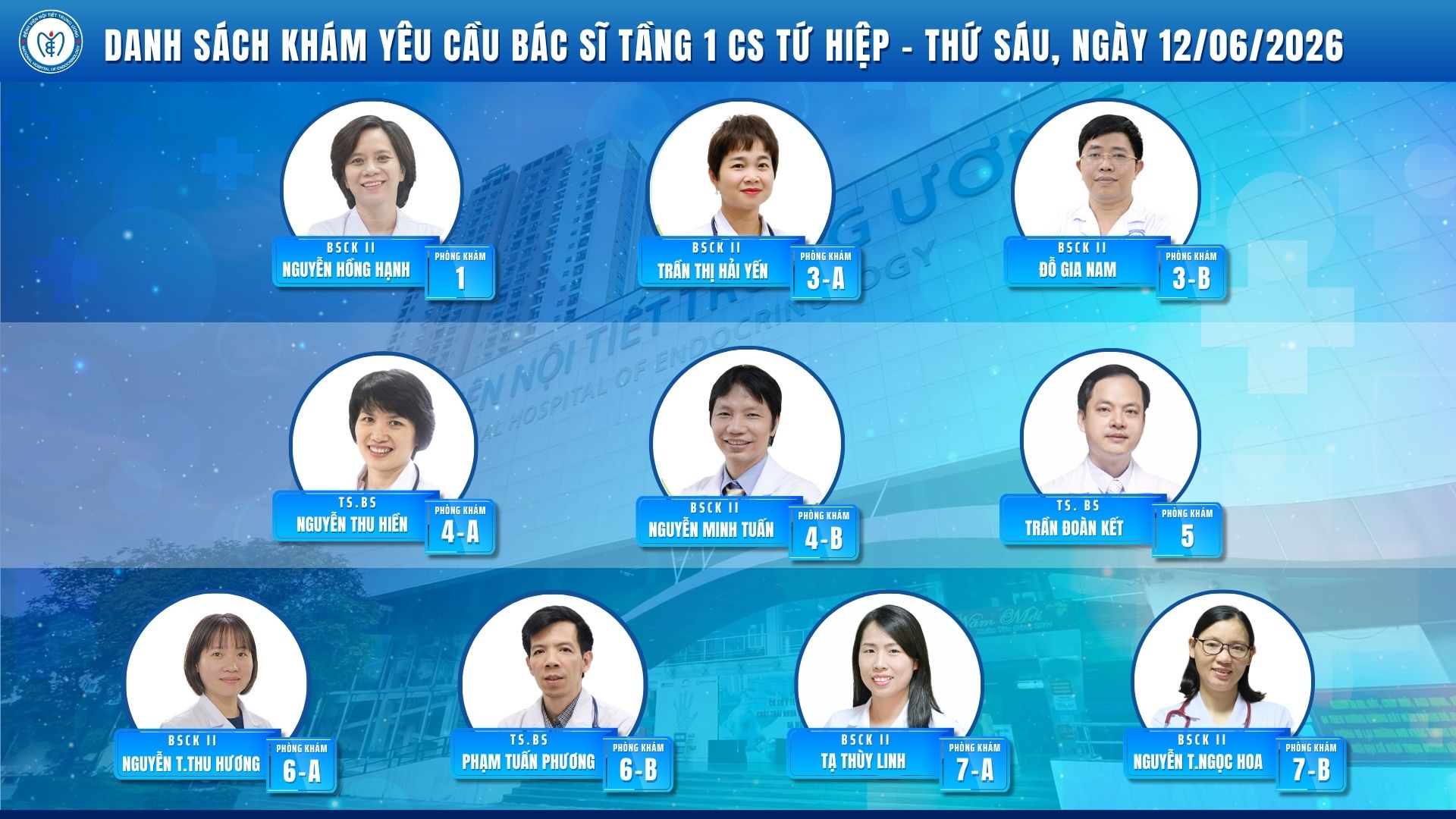 CẬP NHẬT DANH SÁCH DỊCH VỤ BÁC SĨ KHÁM CHỌN TẠI CƠ SỞ TỨ HIỆP
