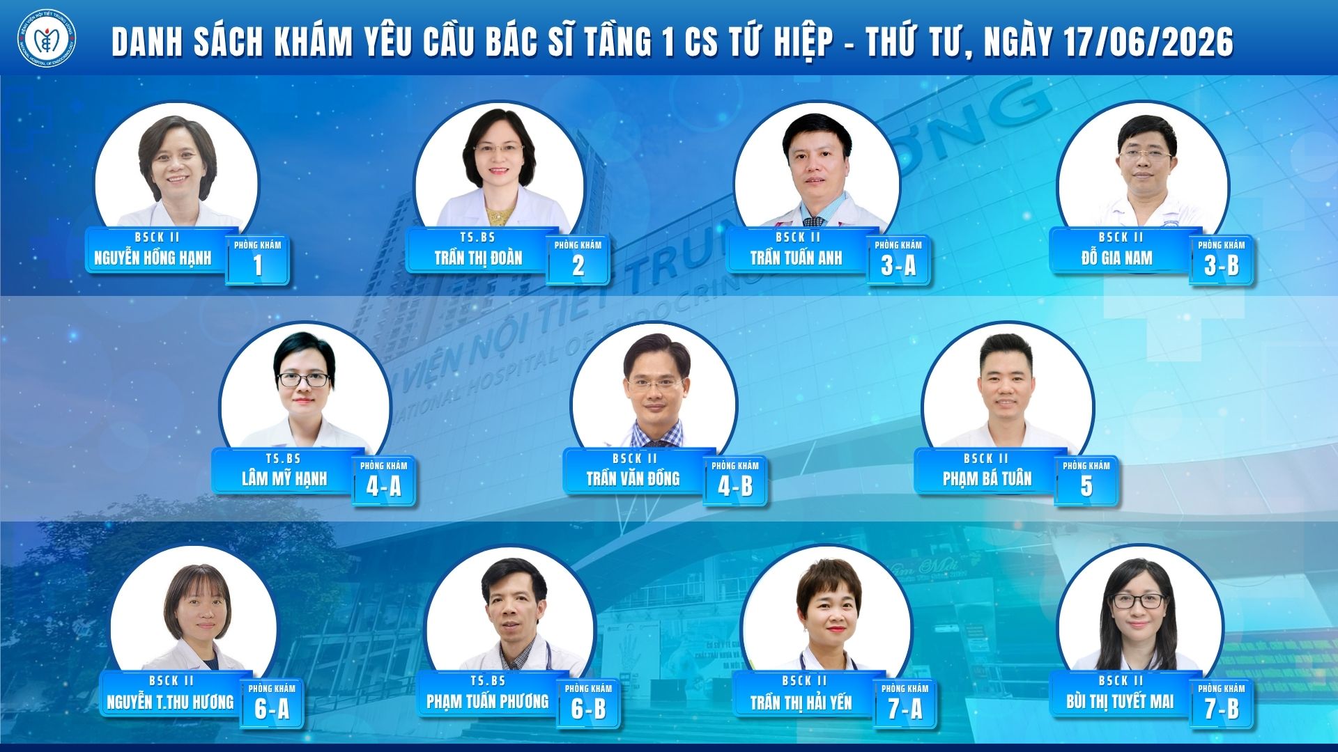 CẬP NHẬT DANH SÁCH DỊCH VỤ BÁC SĨ KHÁM CHỌN TẠI CƠ SỞ TỨ HIỆP