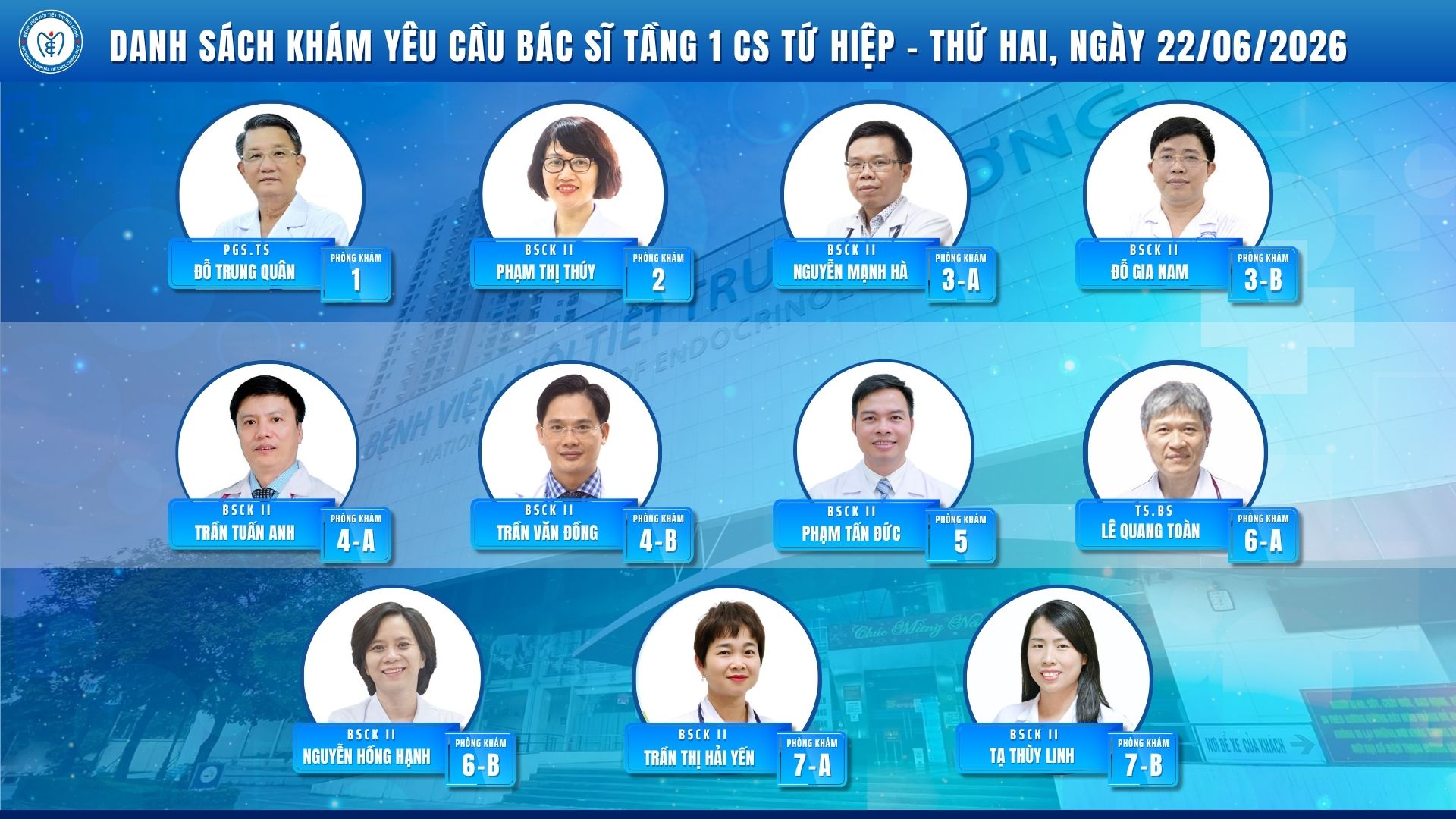 CẬP NHẬT DANH SÁCH DỊCH VỤ BÁC SĨ KHÁM CHỌN TẠI CƠ SỞ TỨ HIỆP